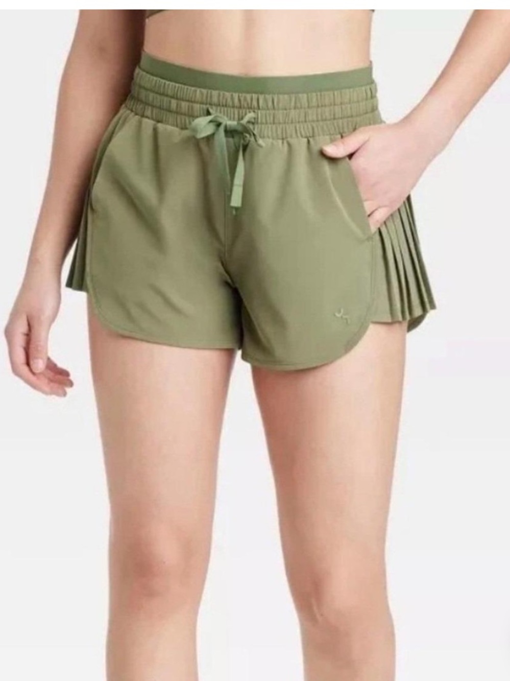 Joylab Olive Green Women's Pleated Side Running Shorts